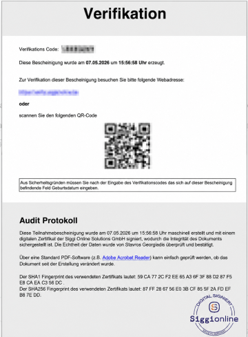 Erste Hilfe Bescheinigung - Echtheit Verifizierung